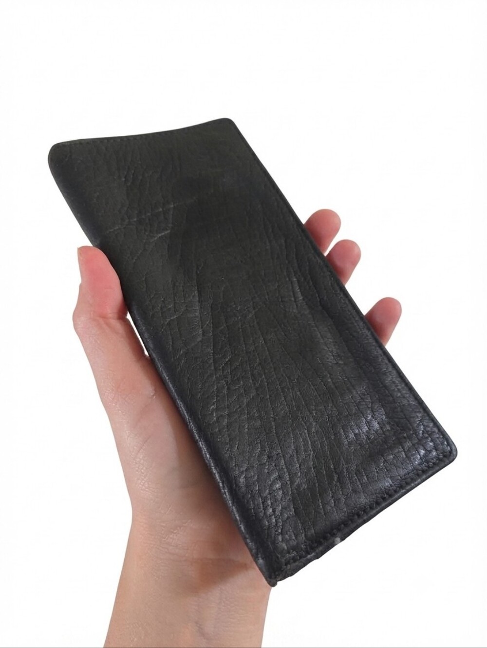 Vintage Coach Black Leather Long Bifold Checkbook Wallet ID Card Clutch Organize